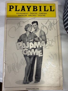 Signed playbill- The Pajama Game Collectible - Yellow & White
